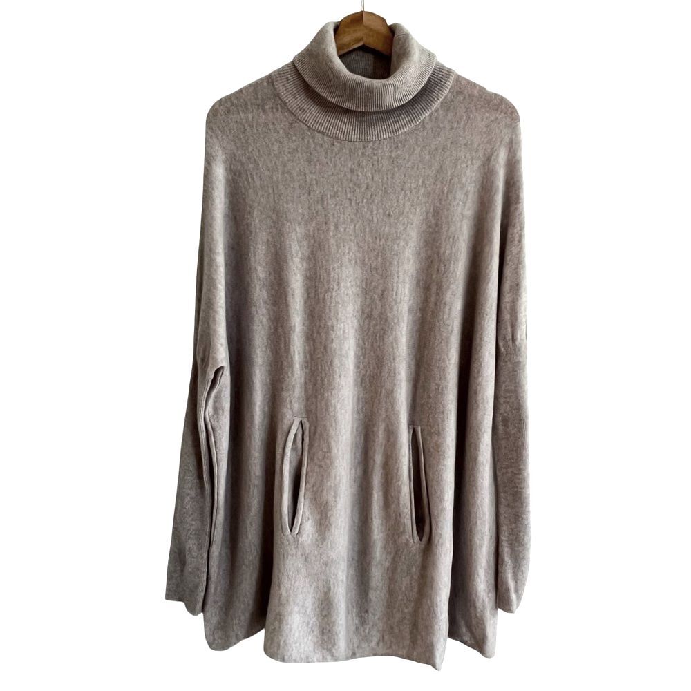 Garnet Hill Womens Oversized Cashmere Turtleneck Sweater Size S Quiet Luxury